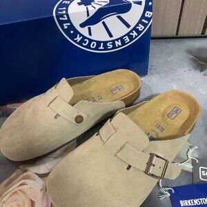 🧁Birkenstock Boston Classic Suede Soft Leather Taupe